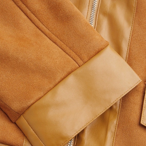 NEW WITH TAGS CIDER SUEDE ZIP UP COLLARED CROPPED RETRO JACKET SIZE LARGE - Picture 5 of 10